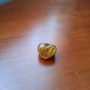 Valentine Unique Italian Glass Golden Thread Heart Shape Ring